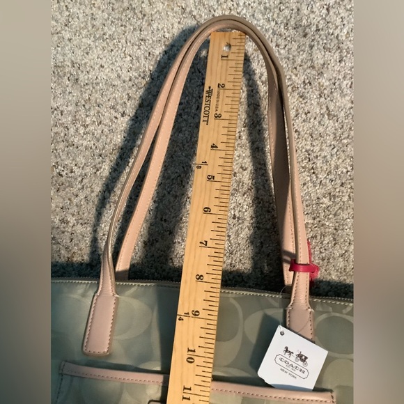 Coach LW Sig Nyl EW Zip Top Tote & Ereader case NWT #SV/Khaki Drk pink pull/tag - Picture 7 of 14
